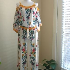 Two Piece, Wide Leg Set, Small, Multi-Colored